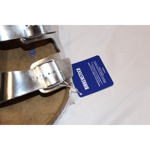 Birkenstock Women's Arizona Buckle Narrow Fit Birko Flor Sandals SILVER - Picture 6 of 7